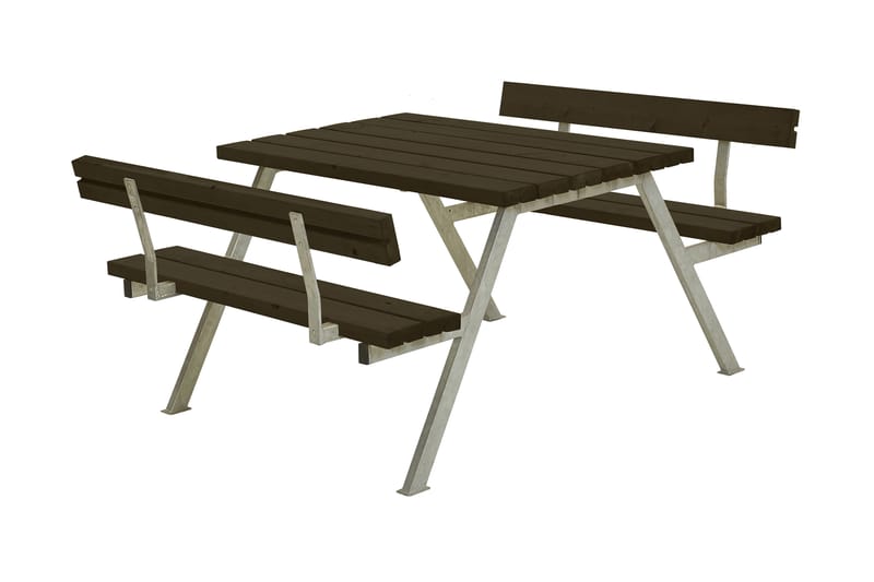 PLUS Alpha Bord/Bänkset med 2 Ryggstöd 118 cm - Svart - Utemöbler & utemiljö - Utebord & trädgårdsbord - Picknickbord