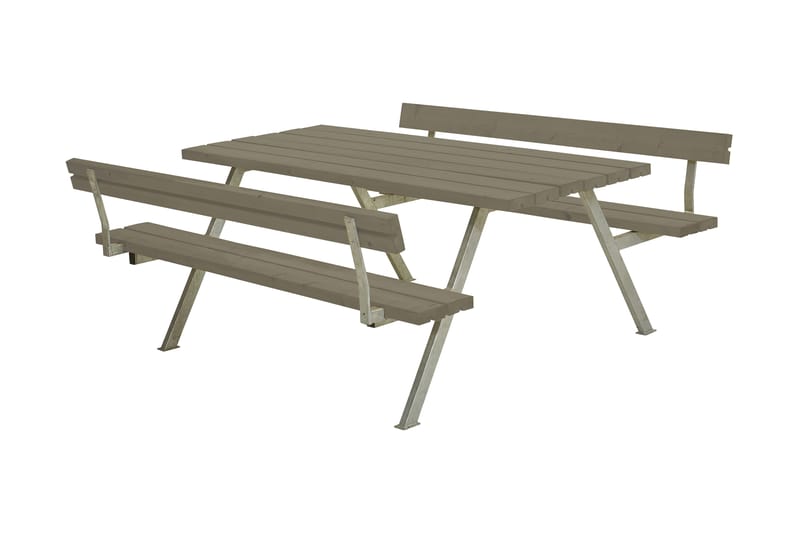 PLUS Alpha Bord/Bänkset med 2 Ryggstöd 177 cm - Grå|Brun - Utemöbler & utemiljö - Utebord & trädgårdsbord - Picknickbord