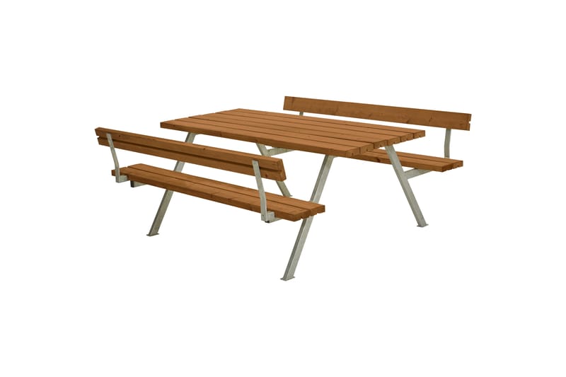 PLUS Alpha Bord/Bänkset med 2 Ryggstöd 177 cm Grundmålad Tea - Teak - Picknickbord