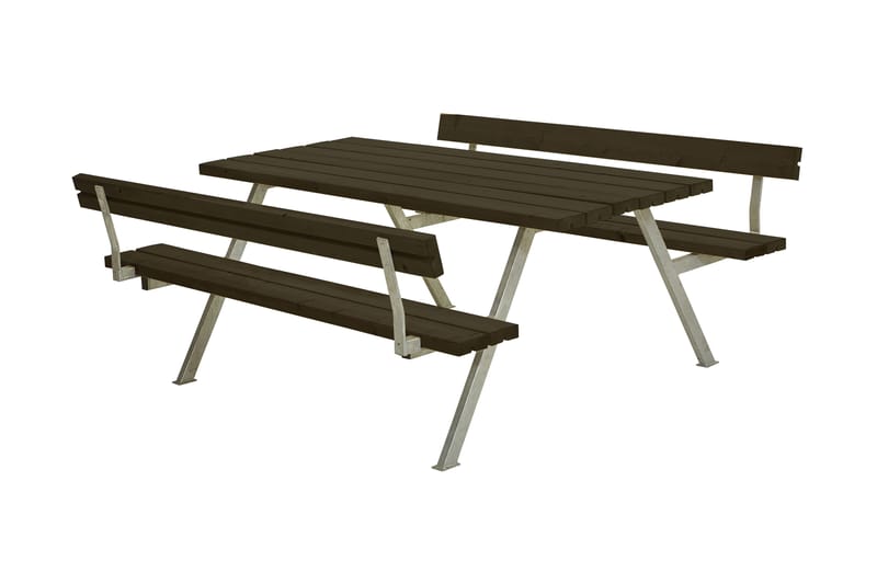 PLUS Alpha Bord/Bänkset med 2 Ryggstöd 177 cm - Svart - Utemöbler & utemiljö - Utebord & trädgårdsbord - Picknickbord