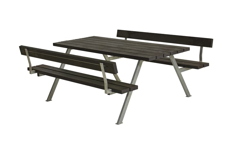 PLUS Alpha Bord/Bänkset med 2 Ryggstöd 177 cm - Svart - Utemöbler & utemiljö - Utebord & trädgårdsbord - Picknickbord