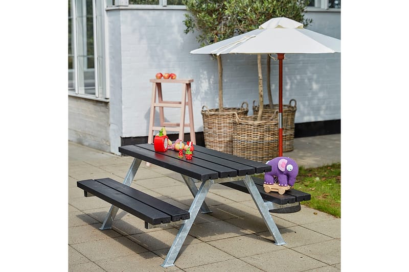 PLUS Alpha Junior Bord/Bänkset 118 cm - Svart - Picknickbord