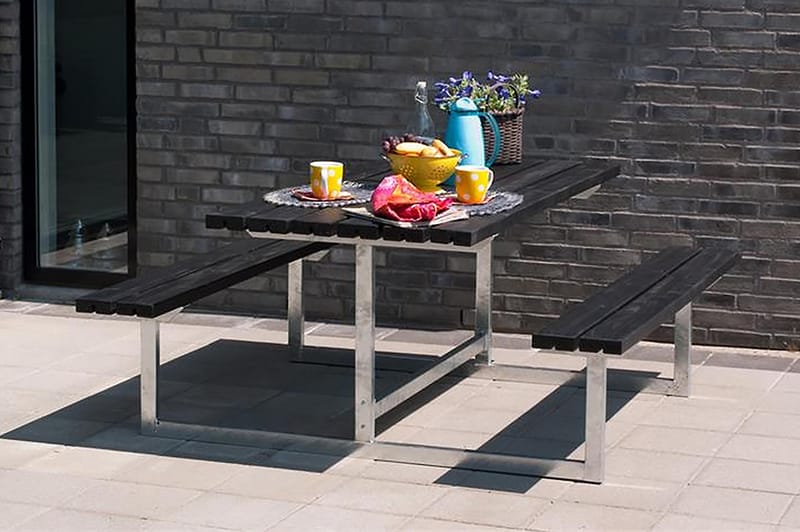 PLUS Basic bord- och bänkset 177 cm - Svart - Utemöbler & utemiljö - Utebord & trädgårdsbord - Picknickbord