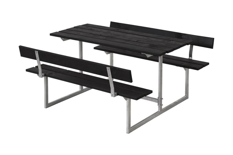 PLUS Basic bord- och bänkset för barn med 2 ryggstöd - Svart - Picknickbord