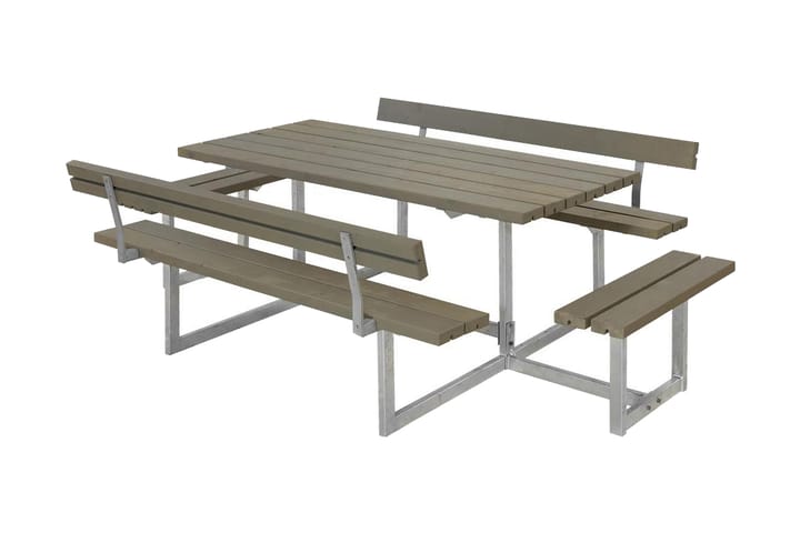 PLUS Basic bord- och bänkset med 2 ryggstöd + 2 påbyggnader - Gråbrun - Picknickbord