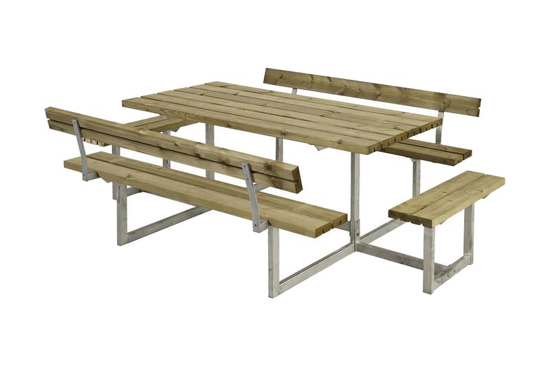 PLUS Basic bord- och bänkset med 2 ryggstöd + 2 påbyggnader - Beige/Grå - Utemöbler & utemiljö - Utebord & trädgårdsbord - Picknickbord