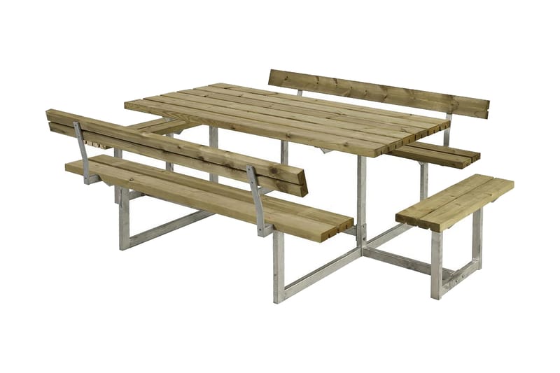 PLUS Basic bord- och bänkset med 2 ryggstöd + 2 påbyggnader - Beige/Grå - Picknickbord