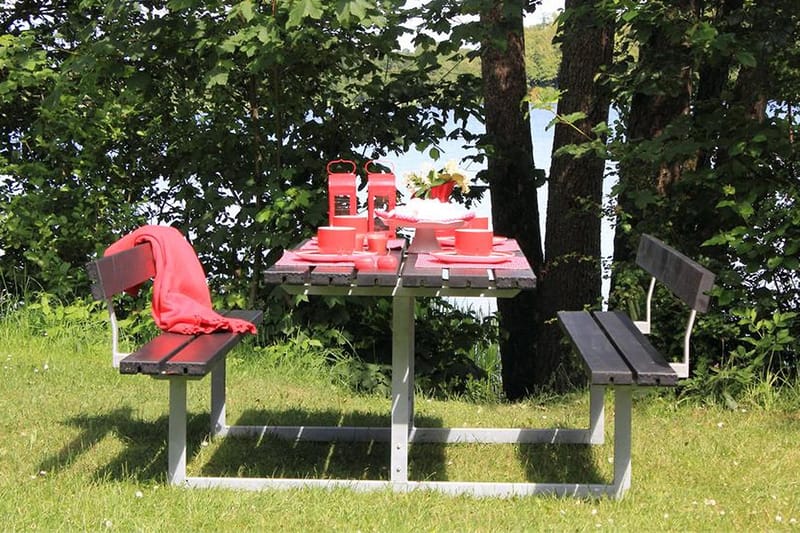 PLUS Basic bord- och bänkset med 2 ryggstöd - Svart - Picknickbord