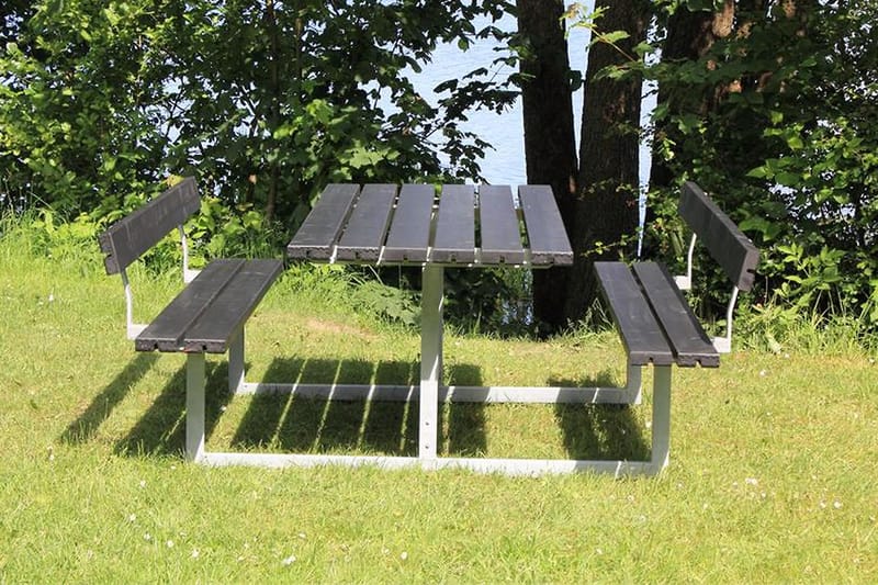 PLUS Basic bord- och bänkset med 2 ryggstöd - Svart - Picknickbord