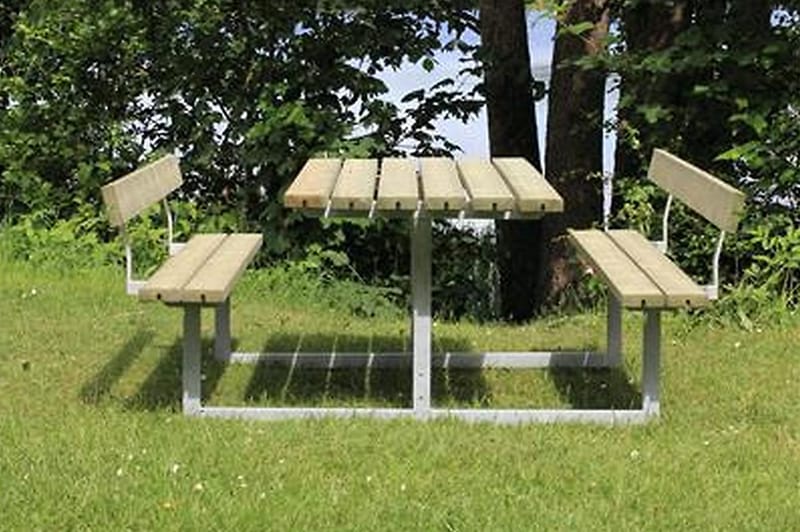 PLUS Basic bord- och bänkset med 2 ryggstöd - Vit - Picknickbord