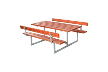 PLUS Basic Bord/Bänkset med 2Ryggstöd 177 cm Grundmålad Teak - Teak - Utemöbler & utemiljö - Utebord & trädgårdsbord - Picknickbord