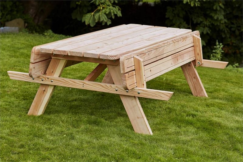 PLUS Bord- och bänkset 42 mm längd 180x165/70 cm europeisk l - Naturell - Picknickbord