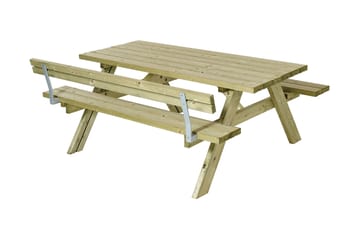 PLUS Bord- och bänkset med 1 ryggstöd - Grå|Beige - Utemöbler & utemiljö - Utebord & trädgårdsbord - Picknickbord