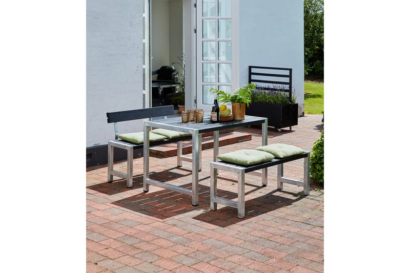 PLUS Caféset med 1 Ryggstöd 127 cm - Svart - Picknickbord