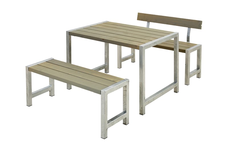 PLUS Caféset med 1 Ryggstöd 127 cm - Taupe - Picknickbord