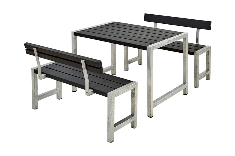 PLUS Caféset med 2 Ryggstöd 127 cm - Svart - Utemöbler & utemiljö - Utebord & trädgårdsbord - Picknickbord
