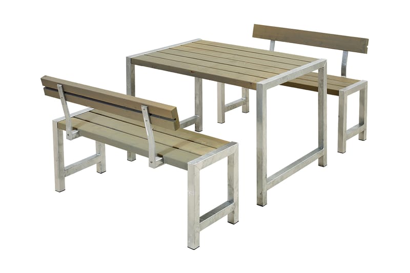 PLUS Caféset med 2 Ryggstöd 127 cm - Taupe - Picknickbord