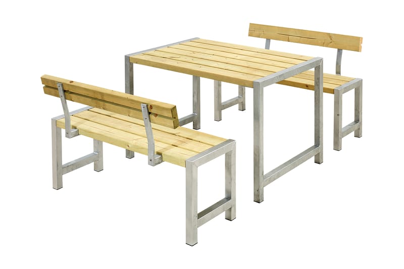 PLUS Caféset med 2 Ryggstöd 127 cm Tryckimpregnerat - Picknickbord