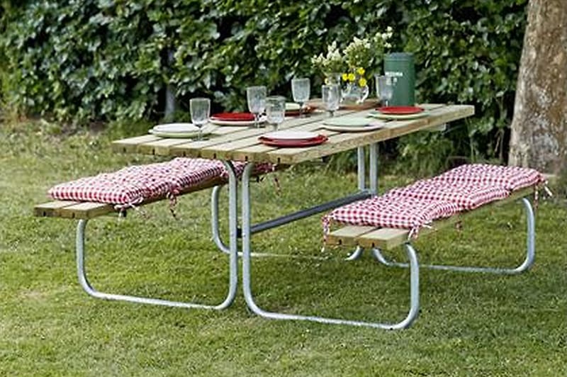 PLUS Classic bord- och bänkset 155x177x73 cm - Beige/Grå - Picknickbord