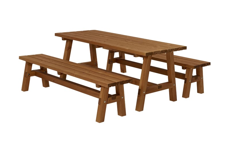 PLUS Country Plankset 177 cm Bord och 2 Bänkar Grundmåla Tea - Teak - Picknickbord