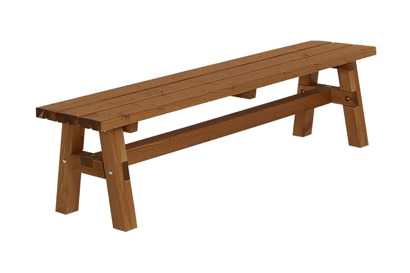 PLUS Country Plankbänk 177 cm Grundmåla Teak - Teak - Picknickbord