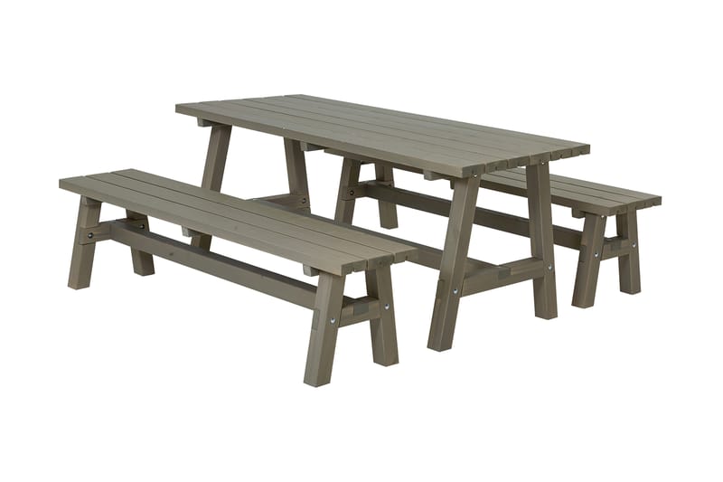 PLUS Country Plankset 177 cm Bord och 2 Bänkar, - Grå|Brun - Utemöbler & utemiljö - Utebord & trädgårdsbord - Picknickbord