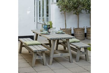 PLUS Country Plankset 177 cm Bord och 2 Bänkar, - Grå|Brun - Utemöbler & utemiljö - Utebord & trädgårdsbord - Picknickbord