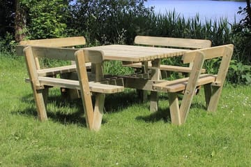 PLUS Gudrun Bord- och Picknickbord Fyrkantingt med ryggstöd - Naturell - Utemöbler & utemiljö - Utebord & trädgårdsbord - Picknickbord