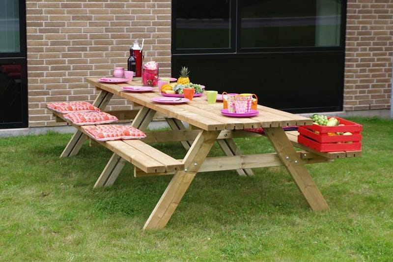 PLUS Gudrun Picknickbord med Bänk 300 - Grå|Beige - Picknickbord