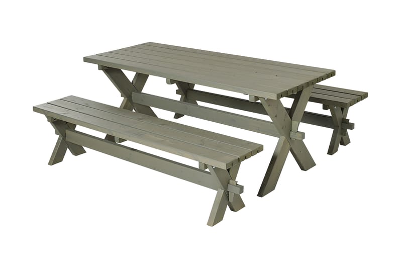 PLUS Nostalgi Bord/Bänkset 177 cm Bord och 2 Bänkar - Taupe - Picknickbord