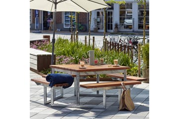 PLUS Twist Bord/Bänkset 204 cm Grundmålad Teak - Teak - Utemöbler & utemiljö - Utebord & trädgårdsbord - Picknickbord