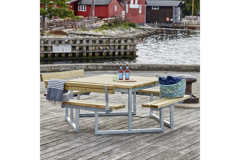 PLUS Twist Bord/Bänkset med 2 Ryggstöd 204 cm Tryckimpregner - Utemöbler & utemiljö - Utebord & trädgårdsbord - Picknickbord