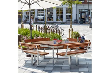 PLUS Twist Bord/Bänkset med 4 Ryggstöd 227 cm Grundmålad Tea - Utemöbler & utemiljö - Utebord & trädgårdsbord - Picknickbord
