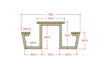 PLUS Wega Bord/Bänkset 177 cm - Grå|Brun - Utemöbler & utemiljö - Utebord & trädgårdsbord - Picknickbord
