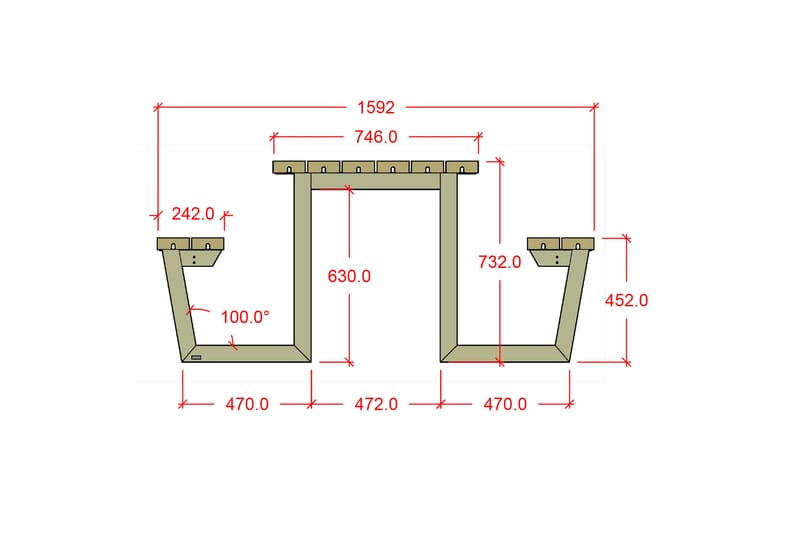 PLUS Wega Bord/Bänkset 177 cm - Svart - Utemöbler & utemiljö - Utebord & trädgårdsbord - Picknickbord