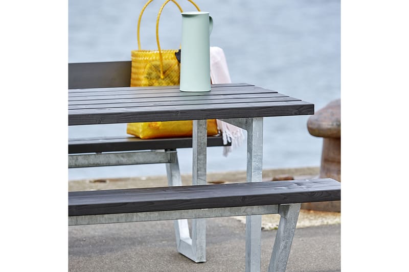 PLUS Wega Bord/Bänkset med 2 Ryggstöd 177 cm - Grå|Brun - Utemöbler & utemiljö - Utebord & trädgårdsbord - Picknickbord