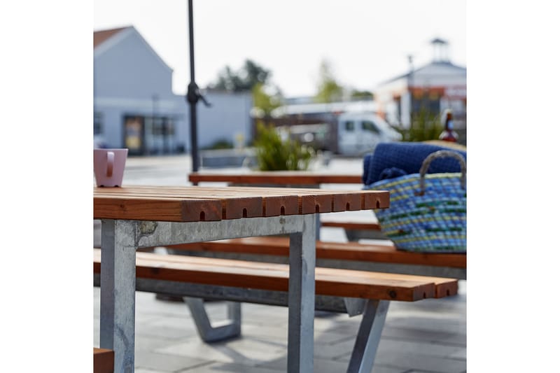 PLUS Wega Bord/Bänkset med 2 Ryggstöd 177 cm Grundmålad Teak - Teak - Picknickbord