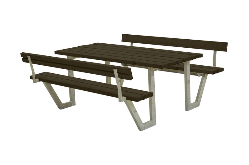 PLUS Wega Bord/Bänkset med 2 Ryggstöd 177 cm - Svart - Utemöbler & utemiljö - Utebord & trädgårdsbord - Picknickbord