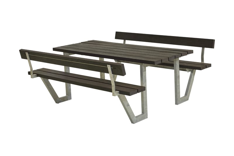 PLUS Wega Bord/Bänkset med 2 Ryggstöd 177 cm - Svart - Utemöbler & utemiljö - Utebord & trädgårdsbord - Picknickbord