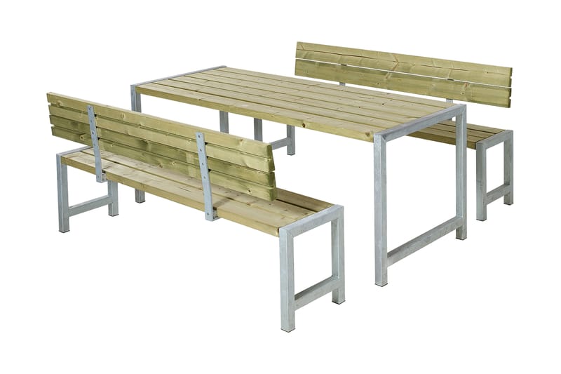 PLUS Plankset med 2 Ryggstöd 186 cm Tryckimpregnerat - Utemöbler & utemiljö - Utebord & trädgårdsbord - Picknickbord