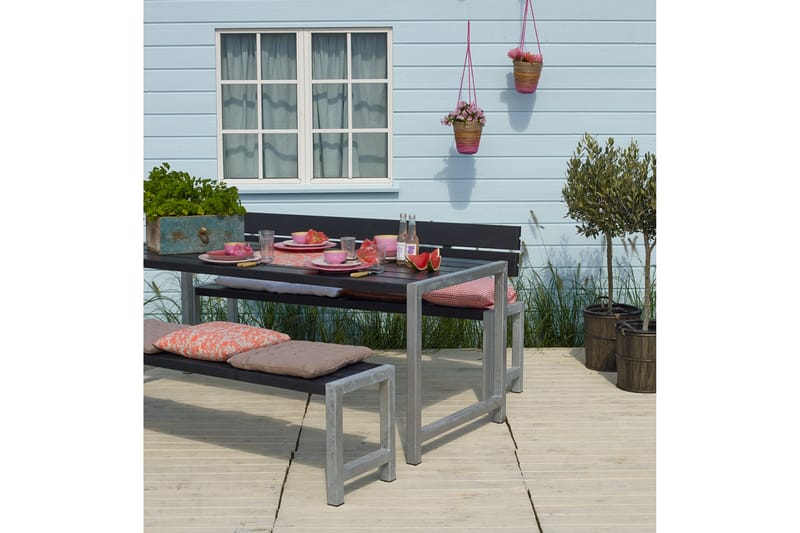 PLUS Plankset med 1 Ryggstöd 186 cm - Svart - Utemöbler & utemiljö - Utebord & trädgårdsbord - Picknickbord