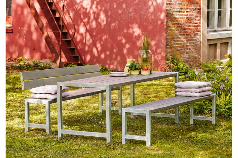 PLUS Plankset med 1 Ryggstöd 186 cm - Taupe - Utemöbler & utemiljö - Utebord & trädgårdsbord - Picknickbord