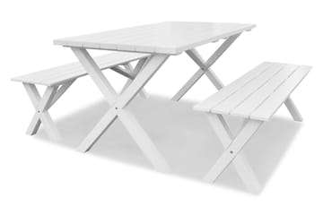 Scottsdale Matgrupp 150 cm + 2 Bänkar 140 cm Vit - KWA - Utemöbler & utemiljö - Utebord & trädgårdsbord - Picknickbord