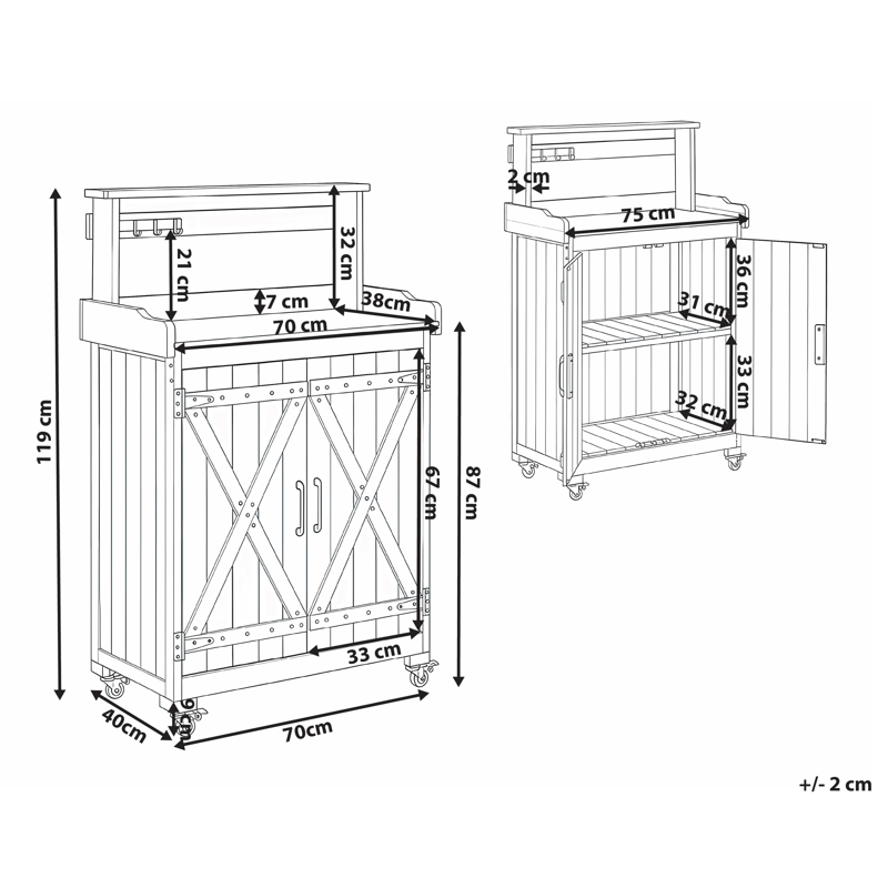 Planteringsbänk Altolia Granträ 70 cm - Brun - Utemöbler & utemiljö - Utebord & trädgårdsbord - Planteringsbord & odlingsbänk