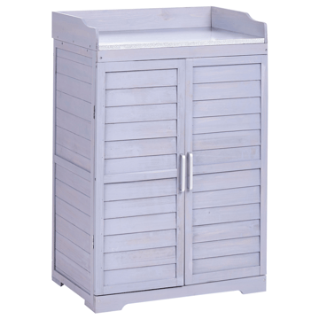 Planteringsbänk Tereville Granträ 45x67 cm - Grå/Vit - Utemöbler & utemiljö - Utebord & trädgårdsbord - Planteringsbord & odlingsbänk