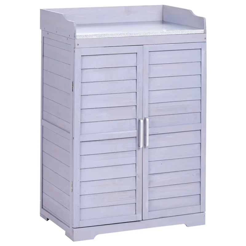 Planteringsbänk Tereville Granträ 45x67 cm, Grå/Vit