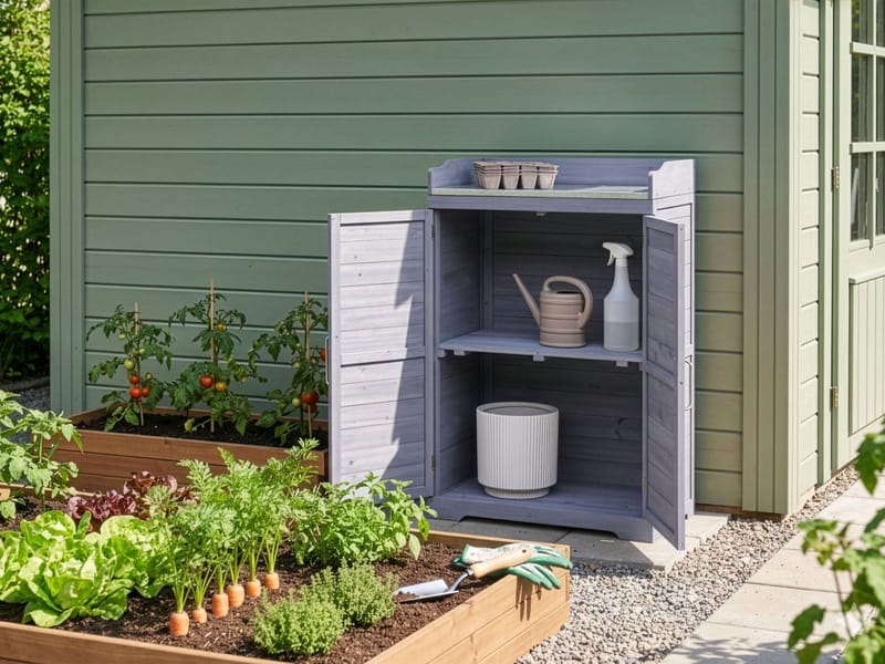 Planteringsbänk Tereville Granträ 45x67 cm - Grå/Vit - Utemöbler & utemiljö - Utebord & trädgårdsbord - Planteringsbord & odlingsbänk