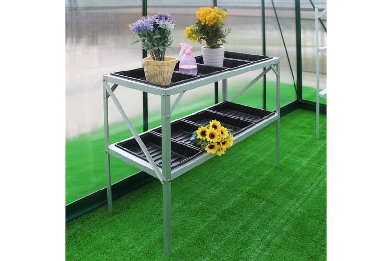 Växthusbord med planteringslådor 97x41x75 cm - Silver - Planteringsbord & odlingsbänk