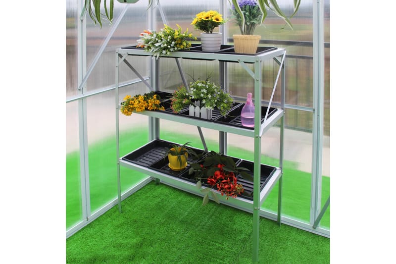 Växthusbord med planteringslådor 97x41x113 cm - Silver - Utemöbler & utemiljö - Utebord & trädgårdsbord - Planteringsbord & odlingsbänk