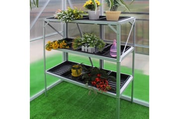 Växthusbord med planteringslådor 97x41x113 cm - Silver - Utemöbler & utemiljö - Utebord & trädgårdsbord - Planteringsbord & odlingsbänk